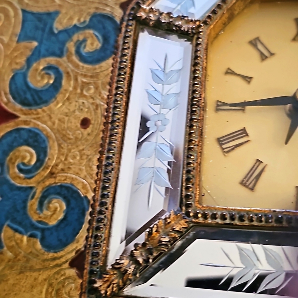 Vintage Venetian Murano Glass Mantel Clock - Picture 5 of 8